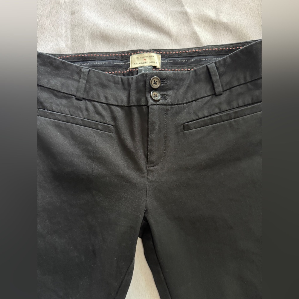 Anthropologie The Essential Slim Crop Black Pants Trousers Size 4 EUC - Picture 3 of 5